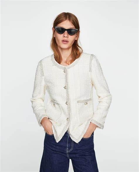 chanel style boucle jacket zara|chanel style cropped coat.